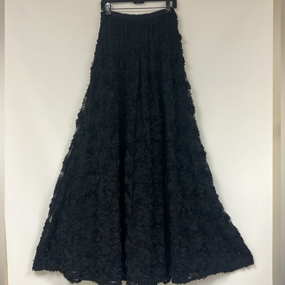 Adrianna papell BLACK & WHITE rosette flare long skirt - Picture 1 of 10